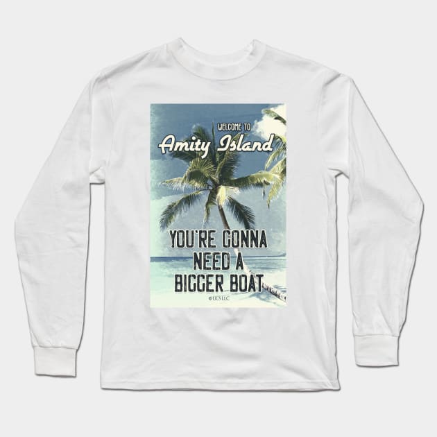 JAWS Amity Island Vintage Style Movie Poster You`re Gonna Need A Bigger Boat Long Sleeve T-Shirt by Naumovski
